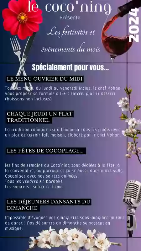 Événements - Le Coco'Ning - Restaurant Saint Martin de la Place - Restaurant bord de l'eau Angers